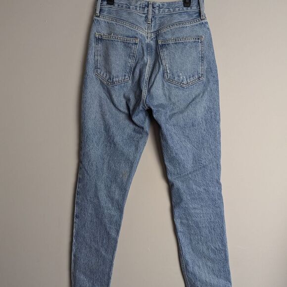 AGOLDE Women's Skinny Fit Jeans, Ripped Knees, Medium Wash, Size 24 - Picture 10 of 12